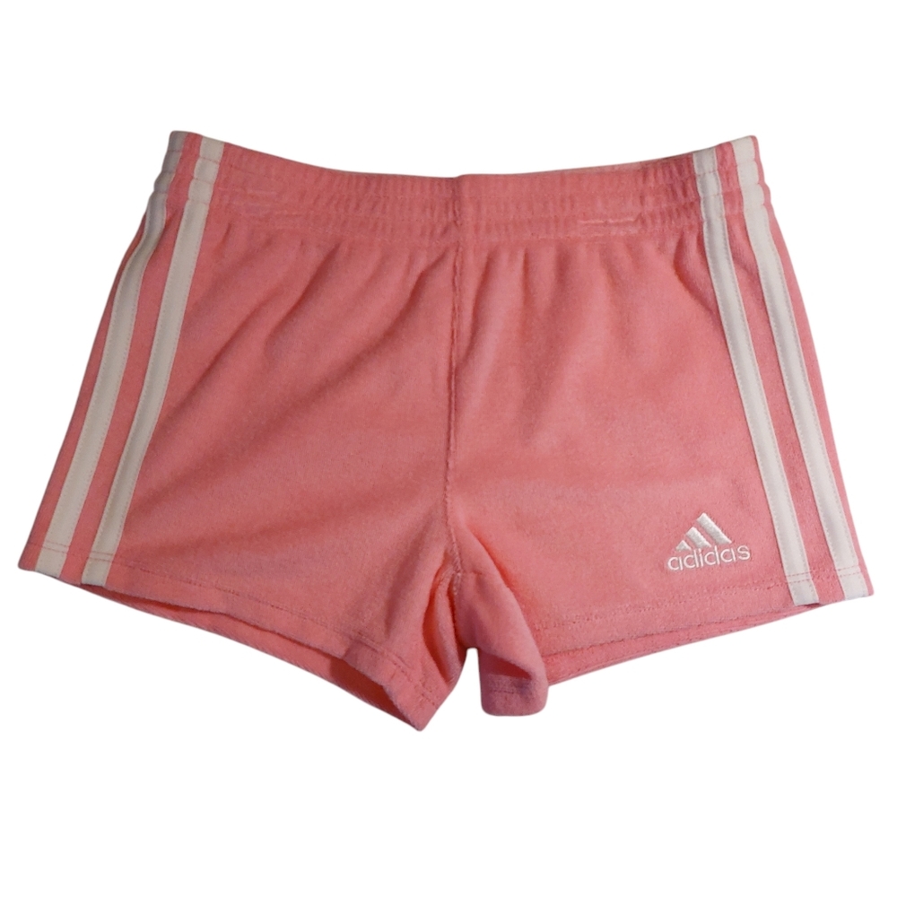 Adidas Trefoil French Terry Girls Shorts NWT Size 4 Pink White
